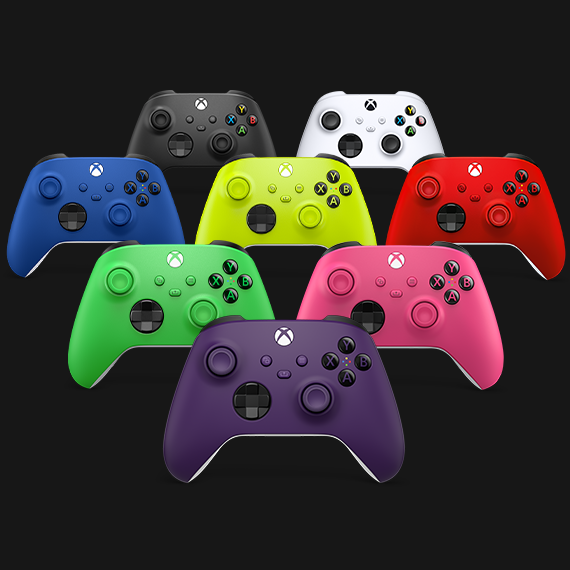 Collection of several colors of Xbox Wireless Controllers