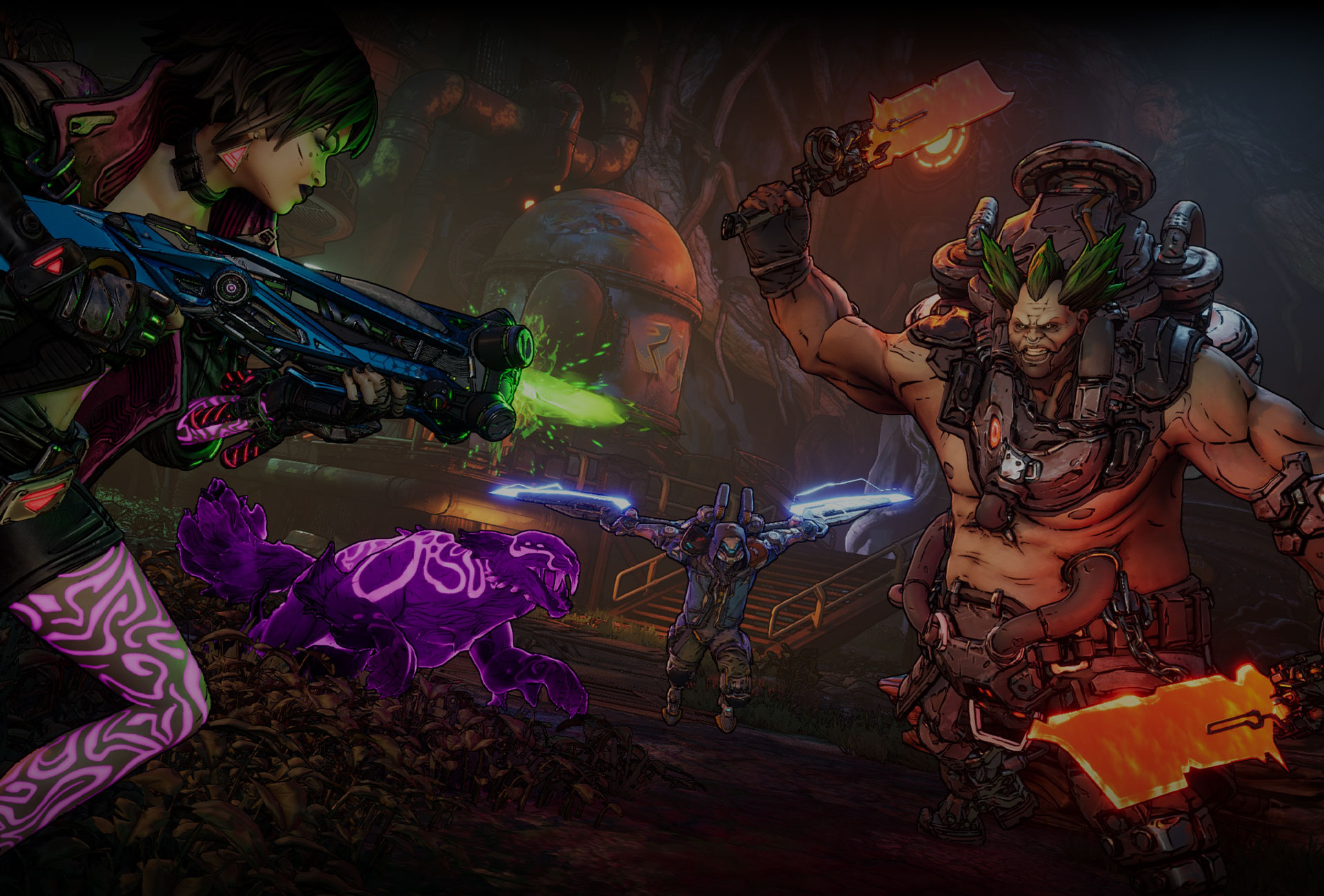 Key characters from Borderlands 4 attacking each other 