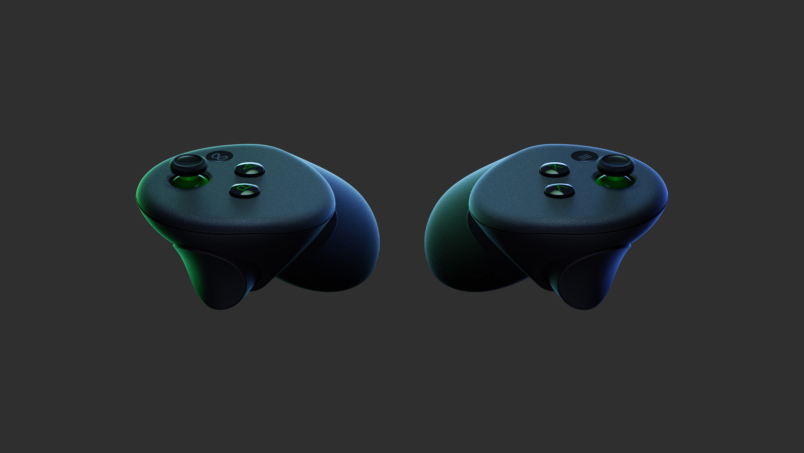 Right and left Meta Quest Touch Plus Controllers
