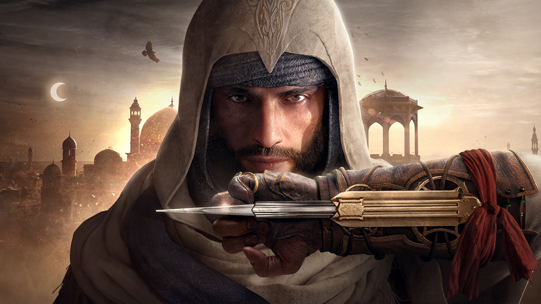 A hooded assassin with his hidden dagger exposed.