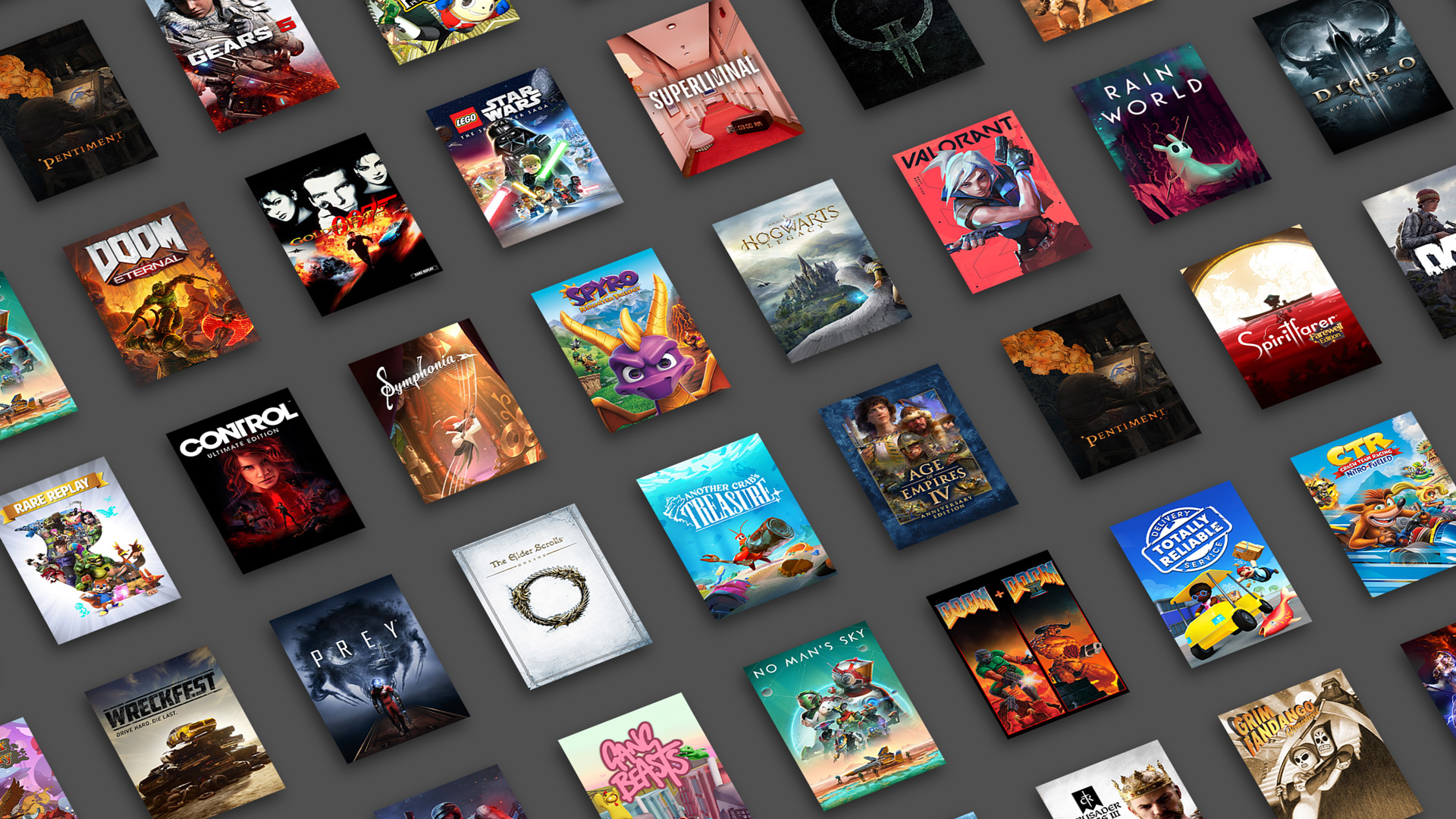 Isometric view of game titles