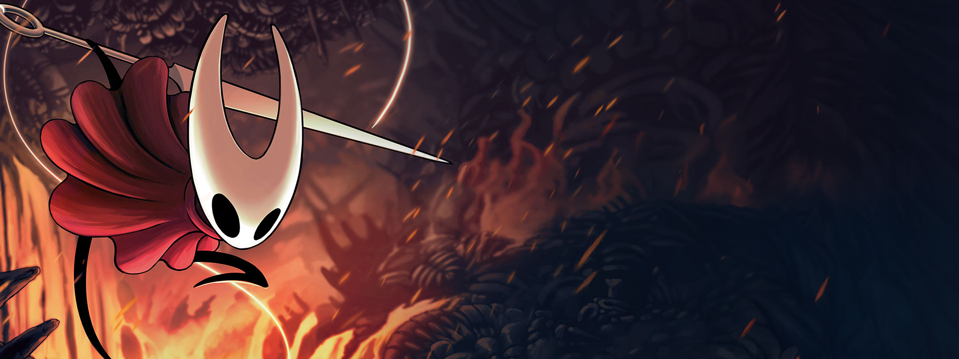 Hornet leaps through the air, wielding her needle gracefully.
