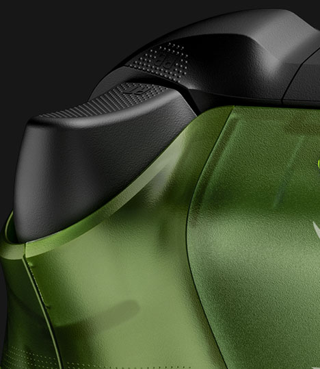 Close up of controller’s right trigger