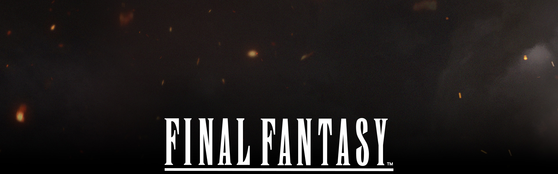 Logo Final Fantasy log otoczone pyłem i żarem.