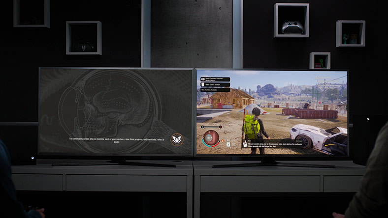 Xbox Series X'te yükleme sürelerinin büyük oranda kısaldığını gösteren yan yana iki televizyon.