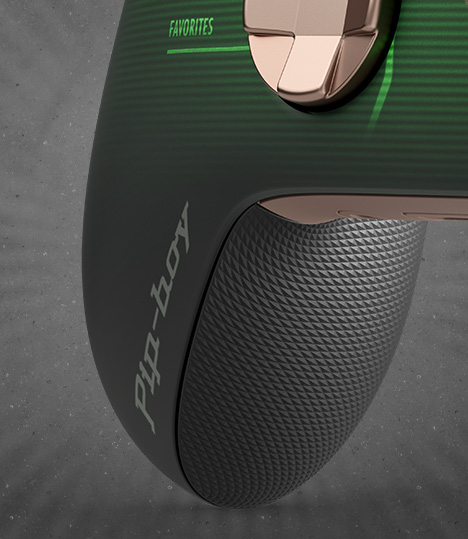 Detailed view of the controller’s left bottom grip.