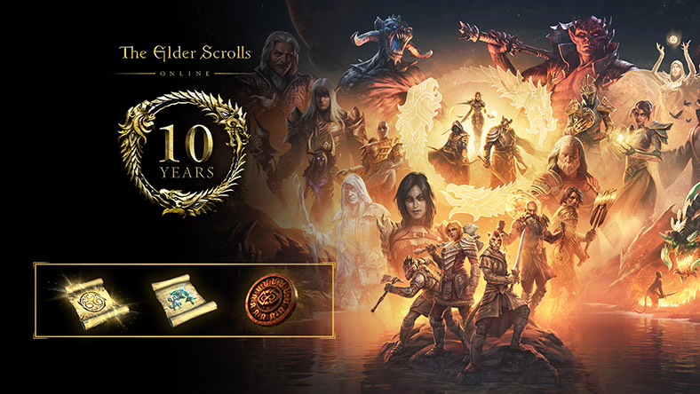 The Elder Scrolls Online, 10 Years, Grand Gold Coast Experience Scroll, Major Instant All Research Scroll, Seals of Endeavor