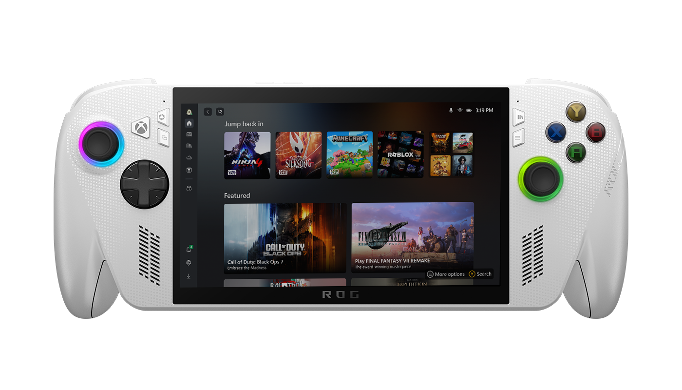 มุมมองตรงกลางของ ROG Xbox Ally
