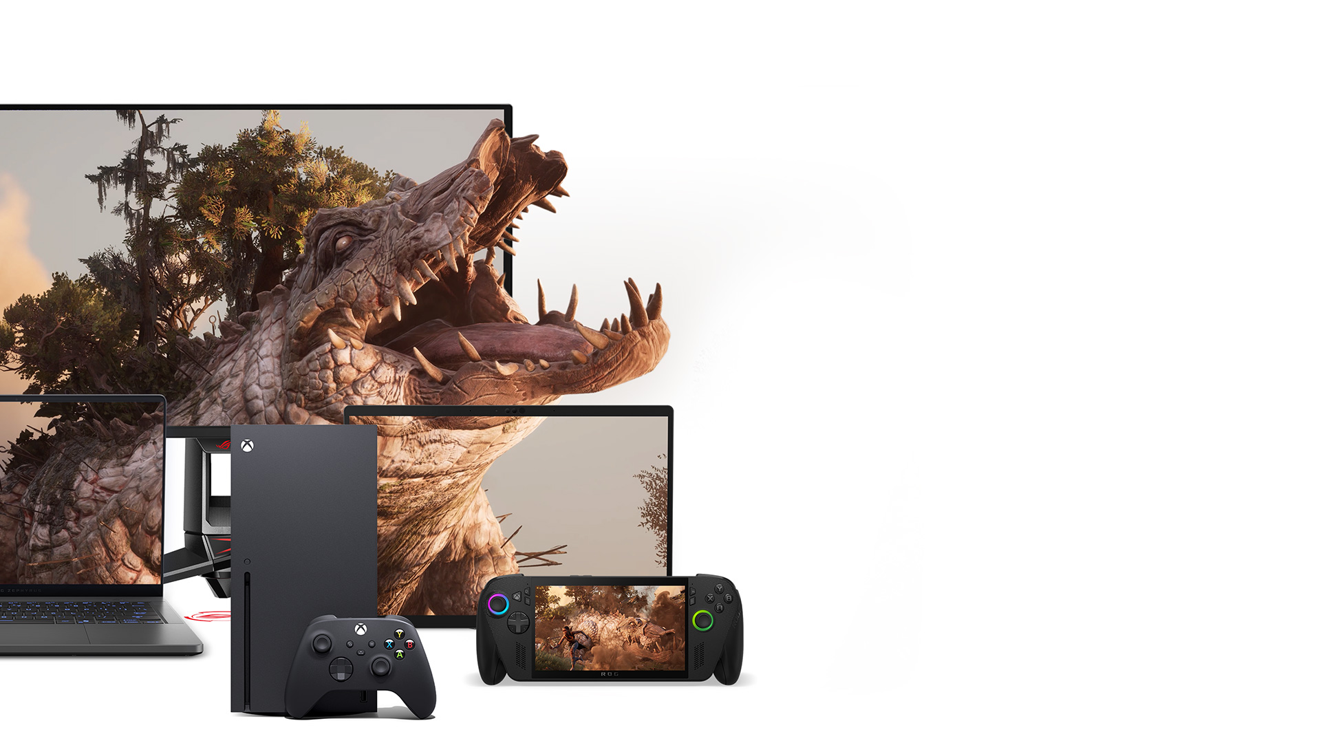 An alligator from South of Midnight displayed across the Xbox device ecosystem