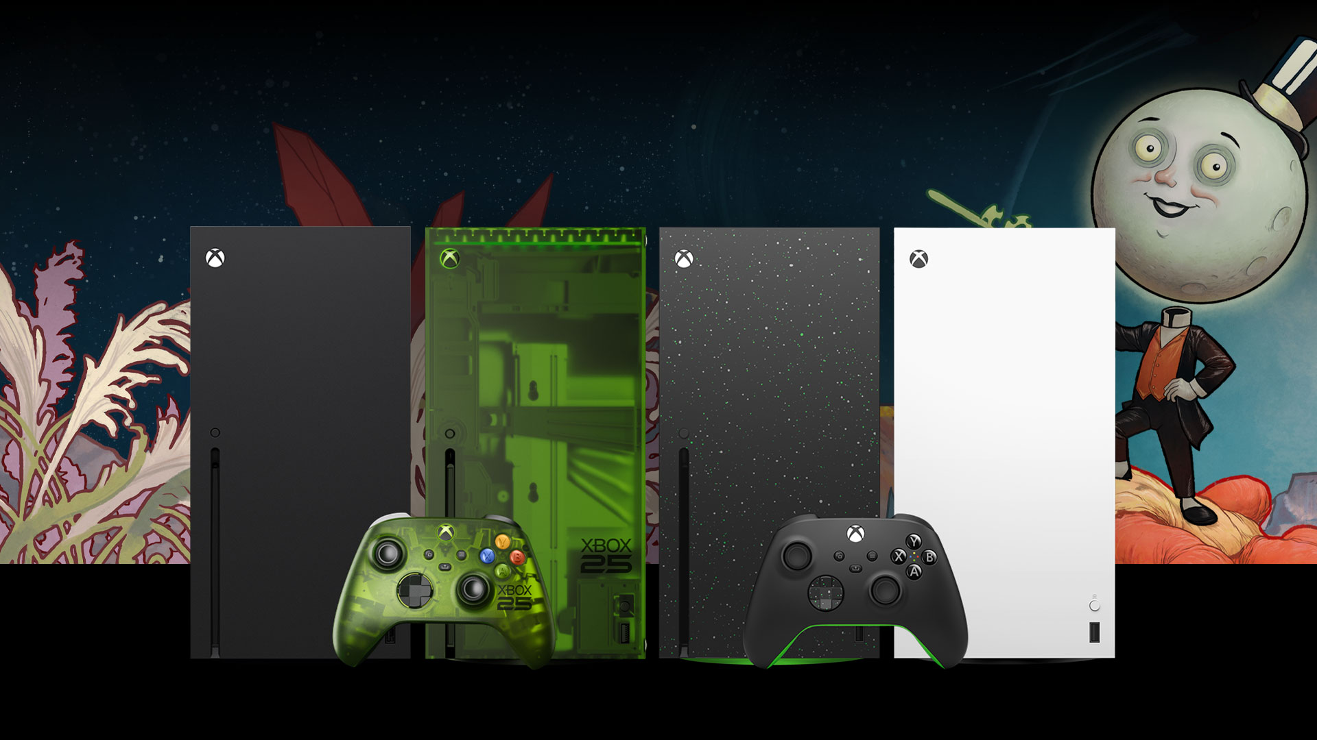 XBOX Series X – 1TB Carbon Black, XBOX Series X25 Limited Edition with XBOX Wireless Controller X25 Special Edition, XBOX Series X – 1TB Digital Edition Robot White, XBOX Series X – 2TB Galaxy Black Special Edition with XBOX Wireless Controller