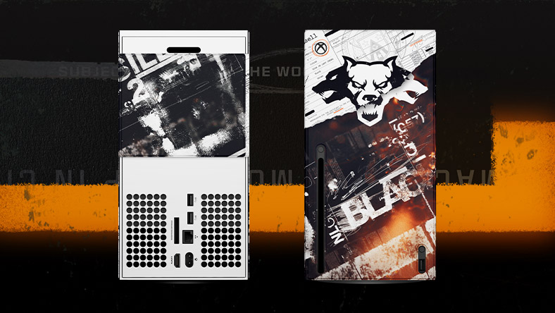 Uma Xbox Series X personalizada com uma capa para consola do Call of Duty: Black Ops 6.