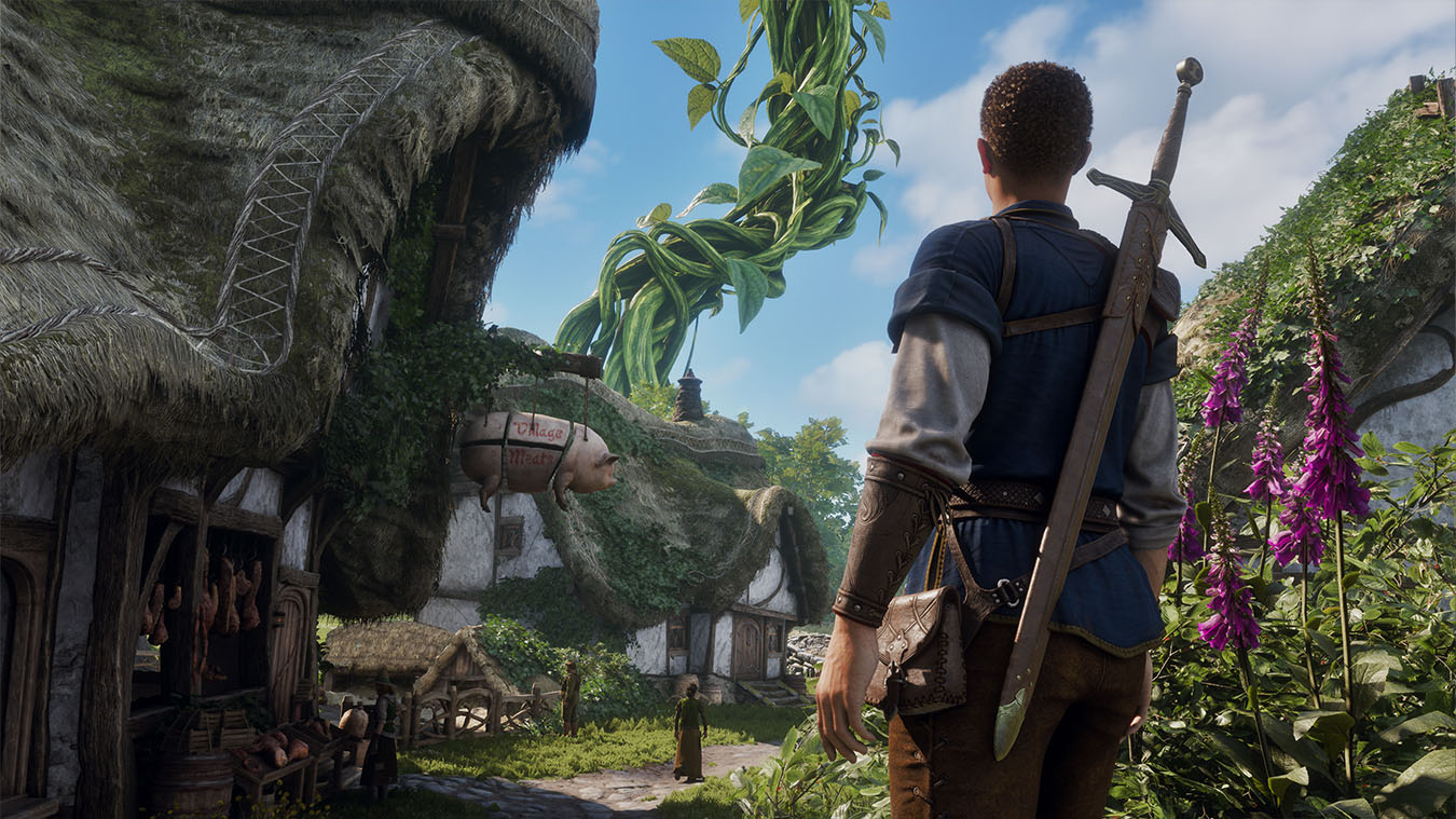 Melee combat encounter in Fable against fantasy creatures in a forest clearing