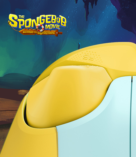 The SpongeBob Movie: Search for SquarePants logo, detailed view of the controller’s back right triggers